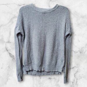 Madewell Textureworks  XS Grey Ribbed Trim Knitted Crewneck Sweater